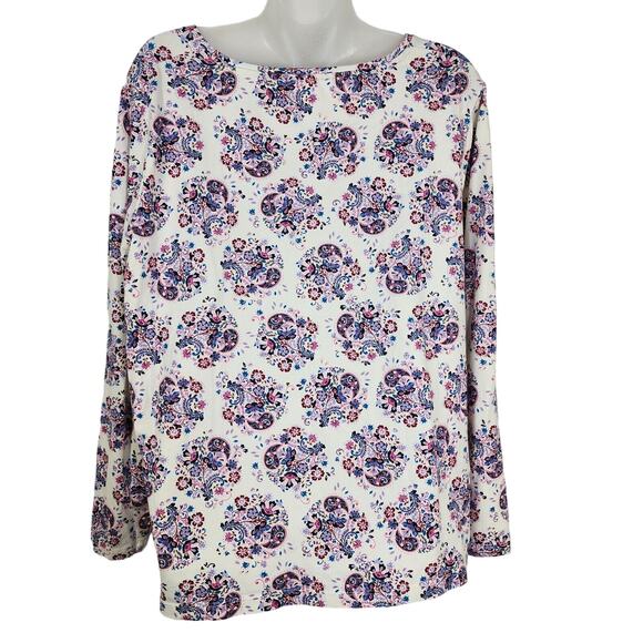 Talbots Womens Top Tee Size 2X Multicolor Long Sleeve Pullover Floral Round Neck - Picture 2 of 8